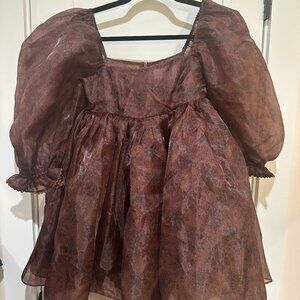 Selkie Chocolate Lace Puff Dress - XXS